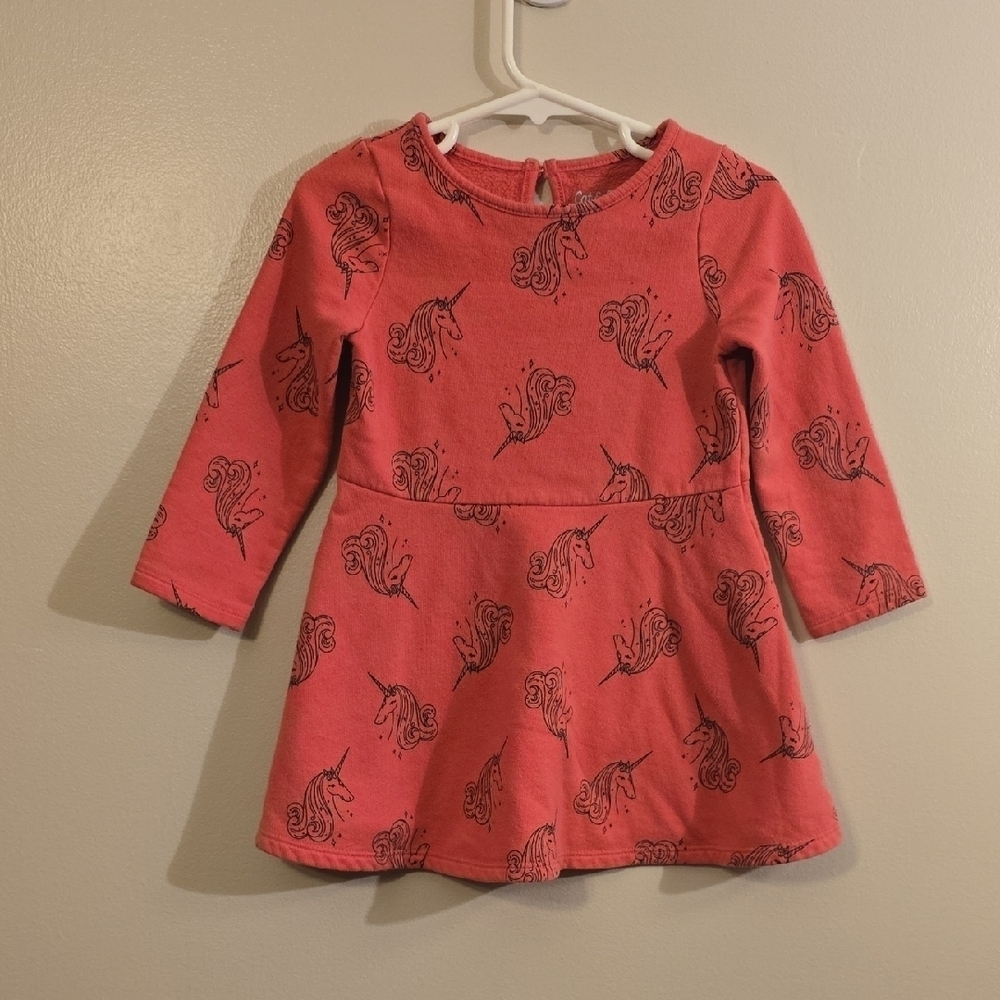 Cat & Jack Coral Unicorn Print Dress LOT-Q